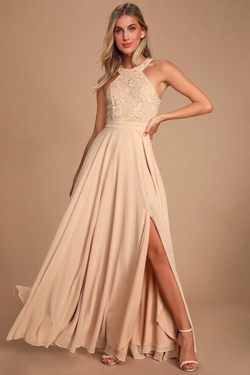 Lulu's Dresses & Skirts - Lulus Picture Perfect Blush Lace Maxi Dress Formal Evening Bridesmaid Small NWT
